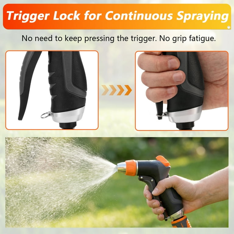 Sevenlady Hose Nozzles for Lawn & Garden, Heavy-Duty Multi-Function Water Hose Nozzle, 8 Spray Patterns for Watering Plants, Cleaning Cars, Showering