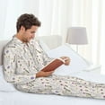 thumbnail image 6 of Picia Purple Flower Rabbit Pattern Men’s Long-Sleeve Sleepwear Set - Soft 2-Piece Loungewear with Pockets, Comfy PJs for Relaxing Nights-X-Large, 6 of 7