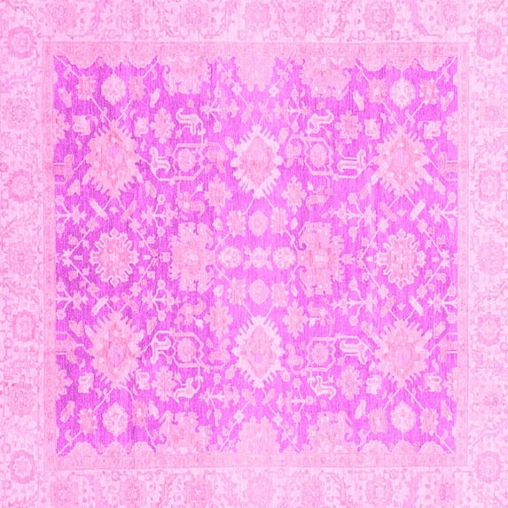 Ahgly Company Indoor Square Oriental Pink Traditional Area Rugs, 3' Square