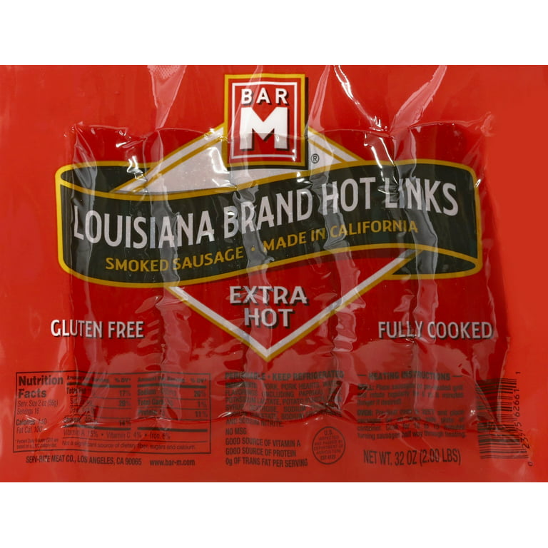 Bar M Louisiana Brand Hot Smoked Sausage 32 Oz (2 Pack)