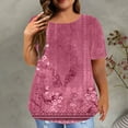 thumbnail image 2 of Womens Plus Size Tops for Summer Casual Floral Prints Fashion Loose Tunic Crewneck T Shirts Graphic Tee L-5XL (4X-Large, Hot Pink), 2 of 5