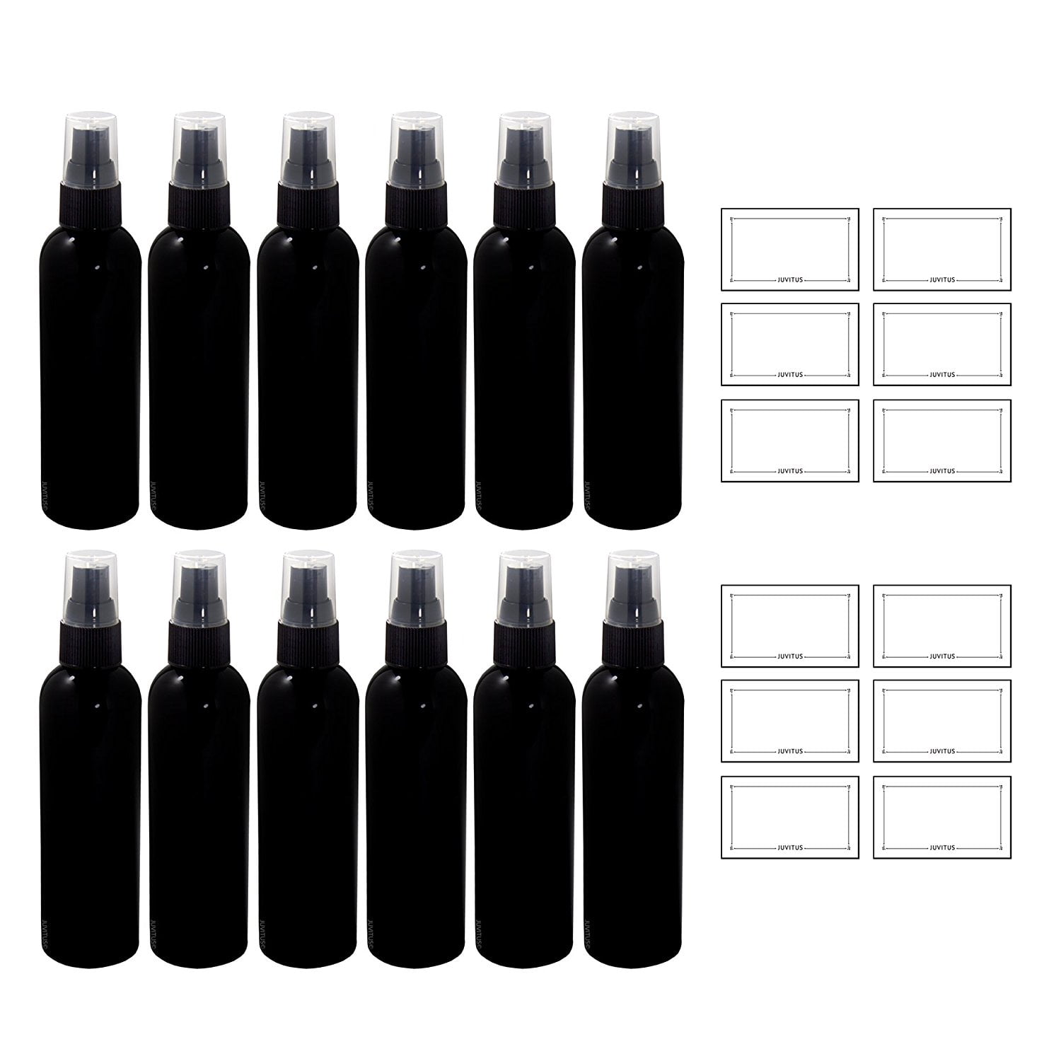 Black 4 oz Slim Cosmo Bullet Refillable PET (BPA Free) Plastic Bottle