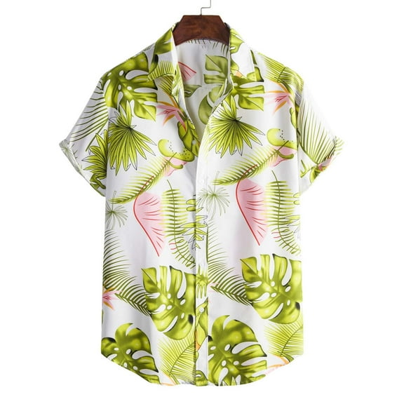 EQWLJWE Men's Hawaiian Shirt Short Sleeve Regular Fit Floral Shirts Casual Button Down Holiday Beach Aloha Shirts