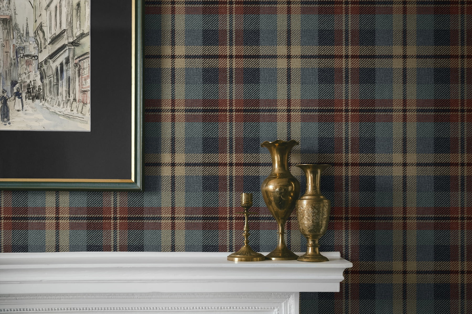 Harry & Grace Americana Thornbury Tailored Plaid Peel and Stick Wallpaper - 20.5 in. W x 18 ft. L Roll