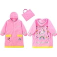 thumbnail image 3 of 1 paquete, impermeable para niñas, chaqueta impermeable, ropa larga, impermeable, transpirable, con capucha, adecuado para la escuela, senderismo, ciclismo, deportes, adecuado para niños de 130-140 c, 3 of 5