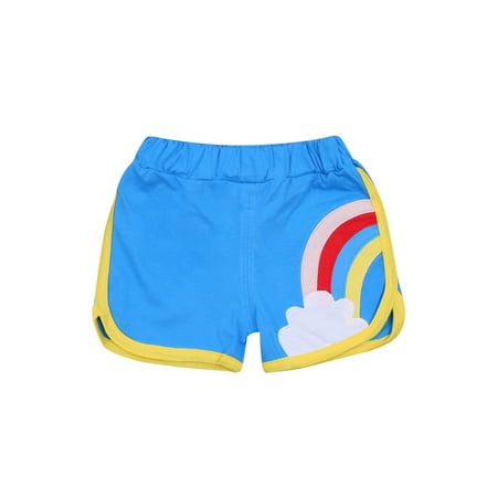 

Kids Girls Boys Shorts Rainbow Print Casual Shorts Cotton Loose Sports Trousers Summer Bottoms Baby Children Pants