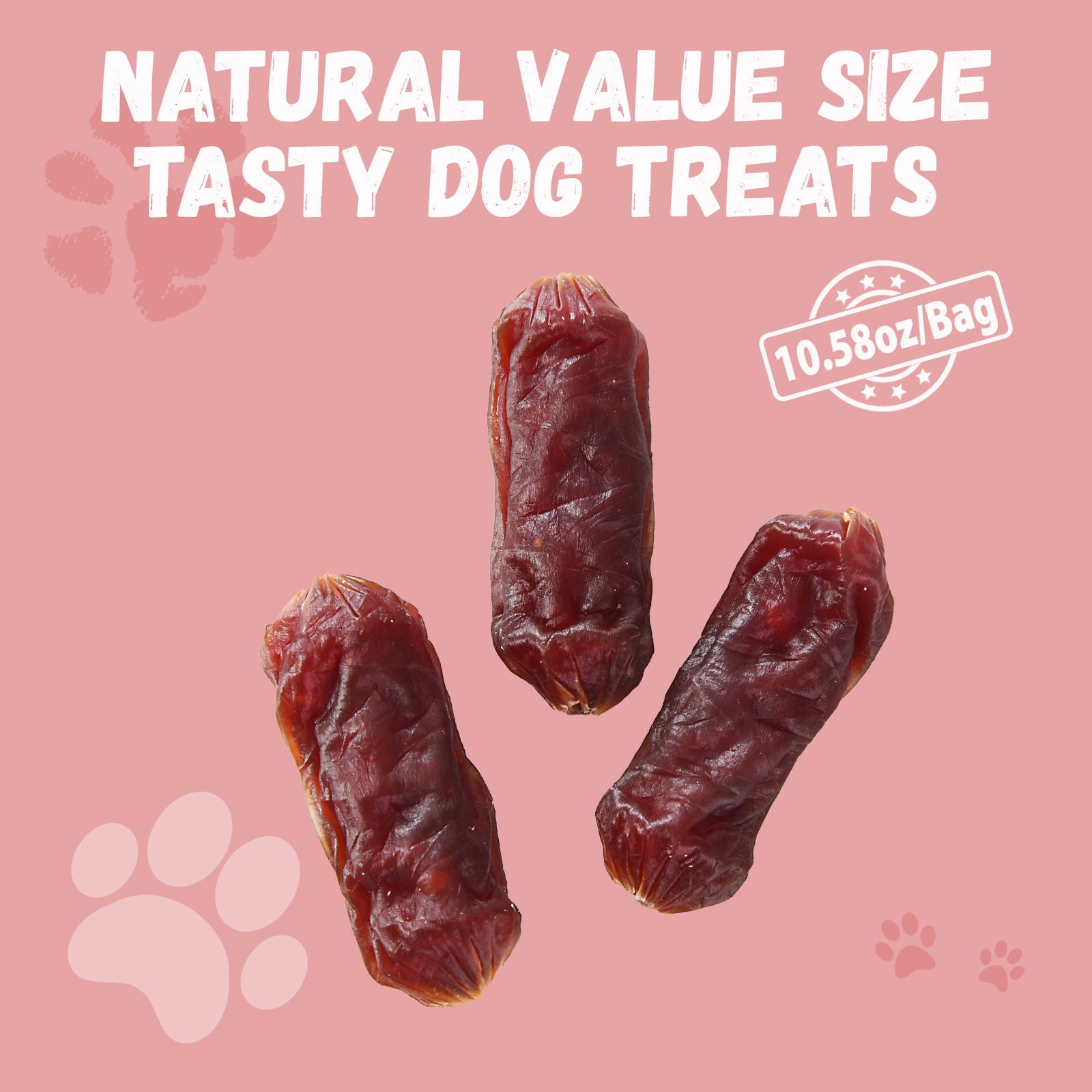 (2 pack) Pawmate Beef Sausage Dog Treats, Soft Low Fat Chewy Snacks for All Dogs, 10.6oz