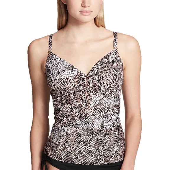 Calvin Klein Women’s Chameleon Crossover Tankini Top Swimsuits, Nectar, Small