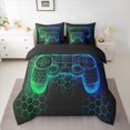 thumbnail image 3 of Manfei Green Blue Gamepad Twin Bedding Sets 7-Piece, Gamer Gaming Theme Bedding Comforter Set, Teens Kids Boys Girls Reversible Sheet Sets, Lightweight Room Decor, 3 of 8