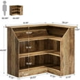 thumbnail image 3 of Finmind 4-Tier L-Shaped Bar Cabinet, Home Bar Corner Bar Unit with Stemware Racks, Reception Desk Liquor Wine Bar Table for Home Pub, Rustic Brown, 3 of 8