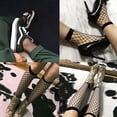 thumbnail image 3 of Women Girls Fishnet Ankle High Socks Lady Mesh Lace Fish Net Short Socks Sanwood, 3 of 5