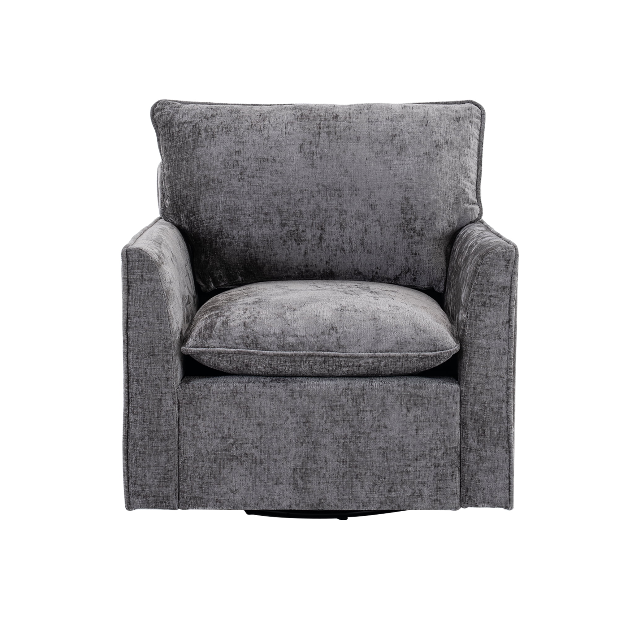 MOONMISS Chenille Swivel Accent Chair,Single Square Sofa Armchairs,Upholstered Club Chairs for Living Room,Grey