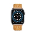 thumbnail image 3 of Wave Grain Compatible with Apple Watch Band 49mm 45mm 44mm 42mm, Genuine Leather Band Replacement Strap Compatible with iWatch Ultra 2/1 Series 9/8/7/6/5/4/3/2/1/SE2/SE,Khaki, 3 of 7