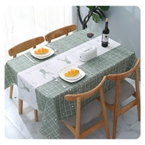 AUQ Waterproof Tablecloth-Ins Style Green Plaid with ReindeerPerfect for Christmas and Holiday Gatherings,Manteles de Tela para Mesa Rectangular,Christmas Tablecloths,35"x54"
