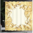 thumbnail image 4 of Ambesonne Vintage Shower Curtain, Golden Floral Ornament, 69"Wx84"L, Cream Yellow, 4 of 5