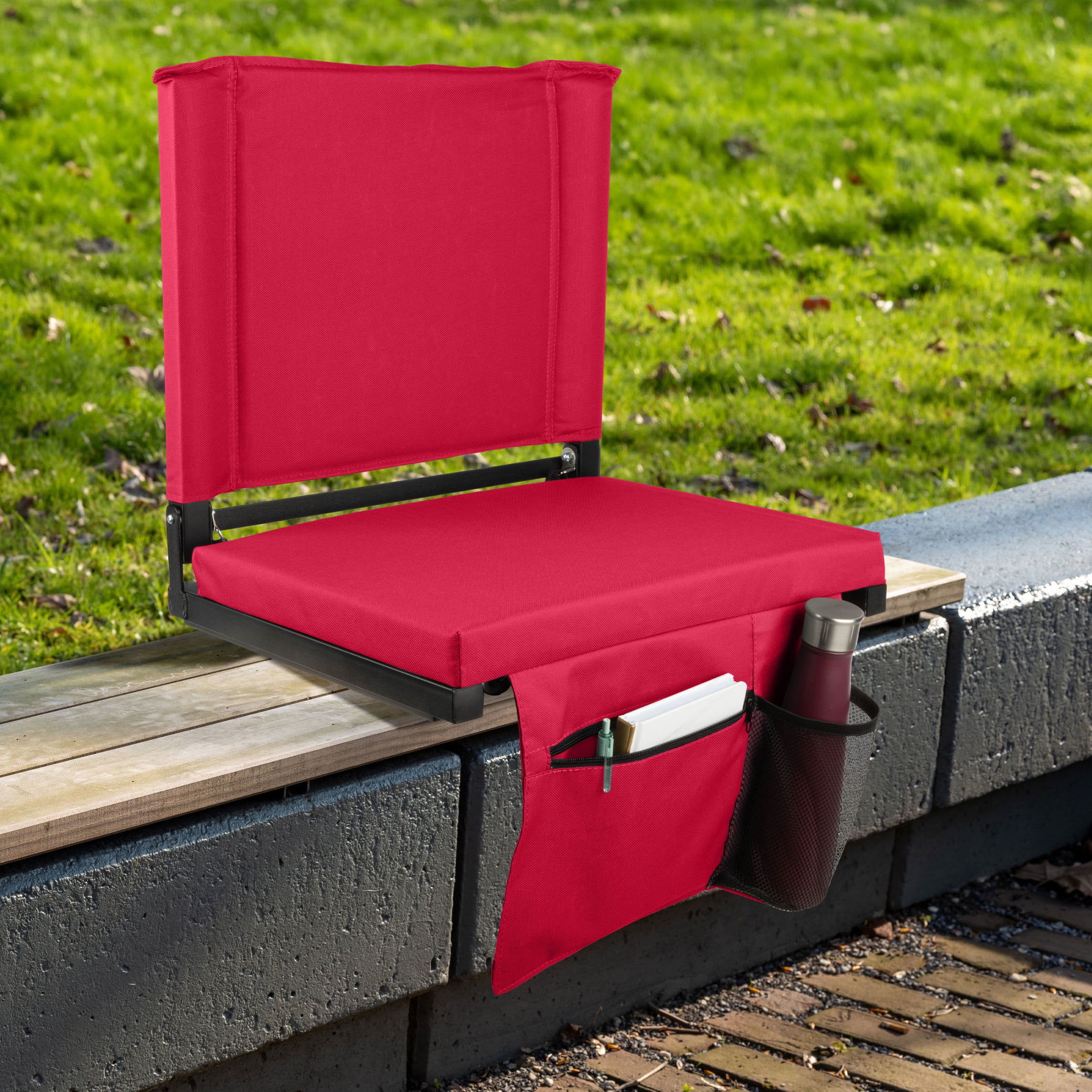 Home-Complete Bleacher Seat - Stadium Seat Cushion with Back, Maroon