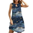 thumbnail image 2 of Holiday Deals Saving!Viikei Women's Fit and Flare Summer Sleeveless Dress,Women's Round Neck Sleeveless Gradient Tie Dyed Beach Dress Blue M, 2 of 6