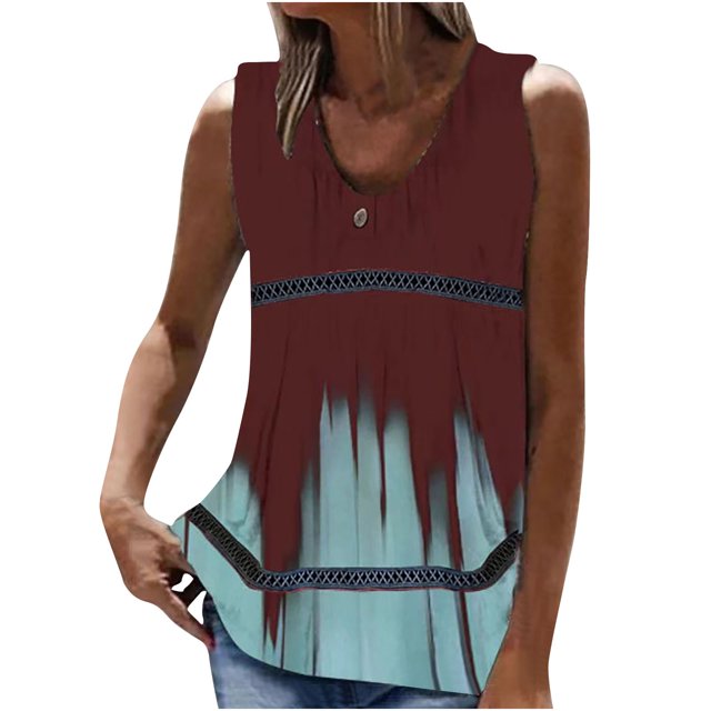 Birdeem Mode Femme Été Sans Manches Col en V Chandail Imprimé Blouse Décontractée