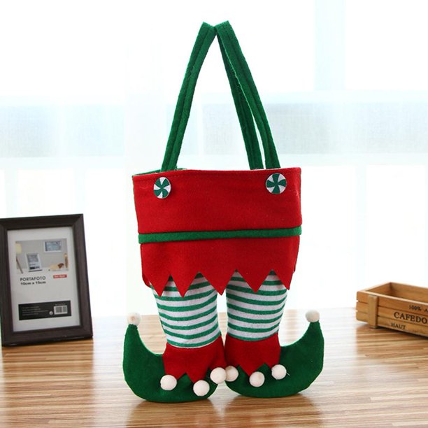 Bolsas de dulces de elfo de Navidad Bolsas de terciopelo de Papá Noel Decoración de fiesta de festival (A)