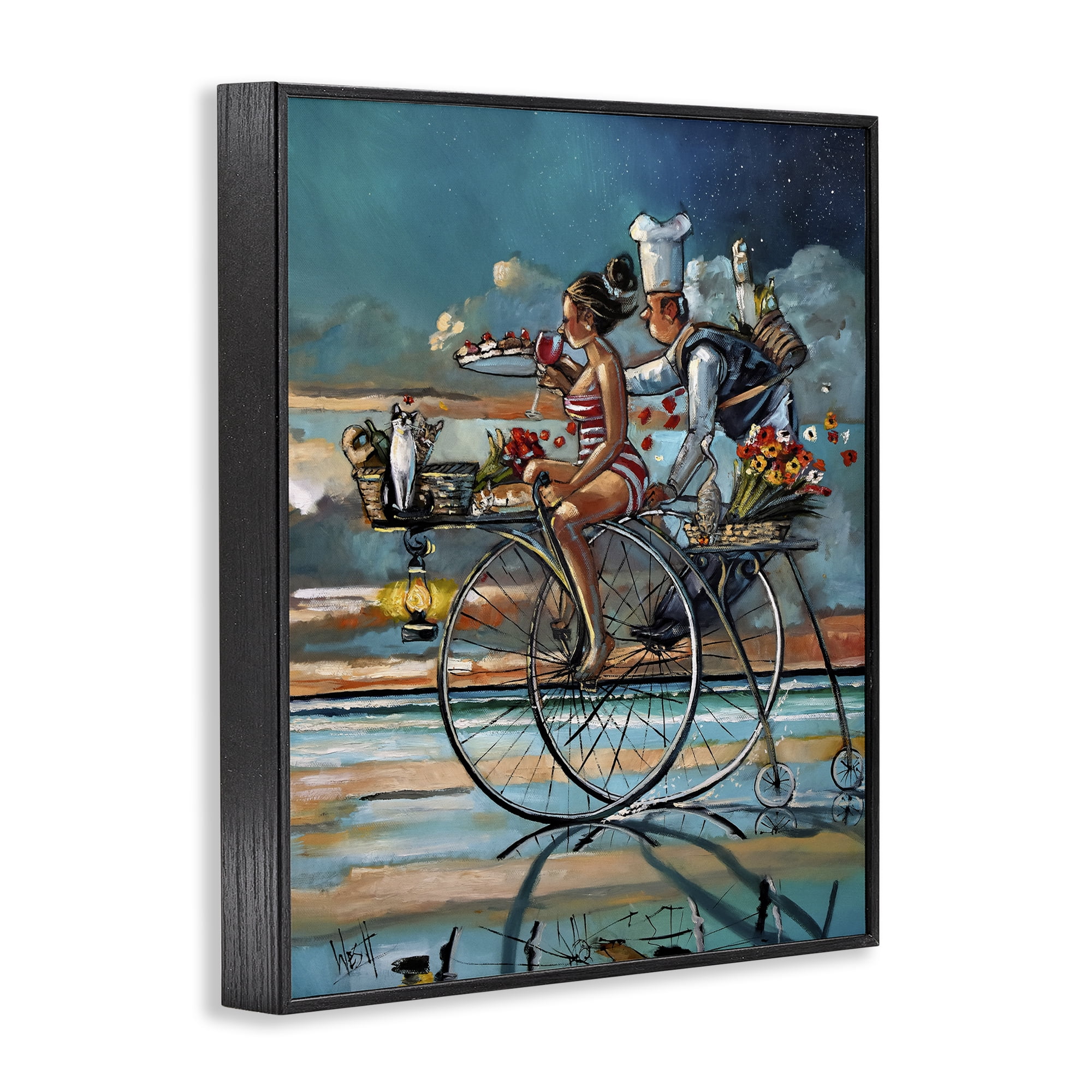 Stupell Industries Zaan's Dream Seaside Bicycle Ride Black Framed Giclee Art, design by Ronald West