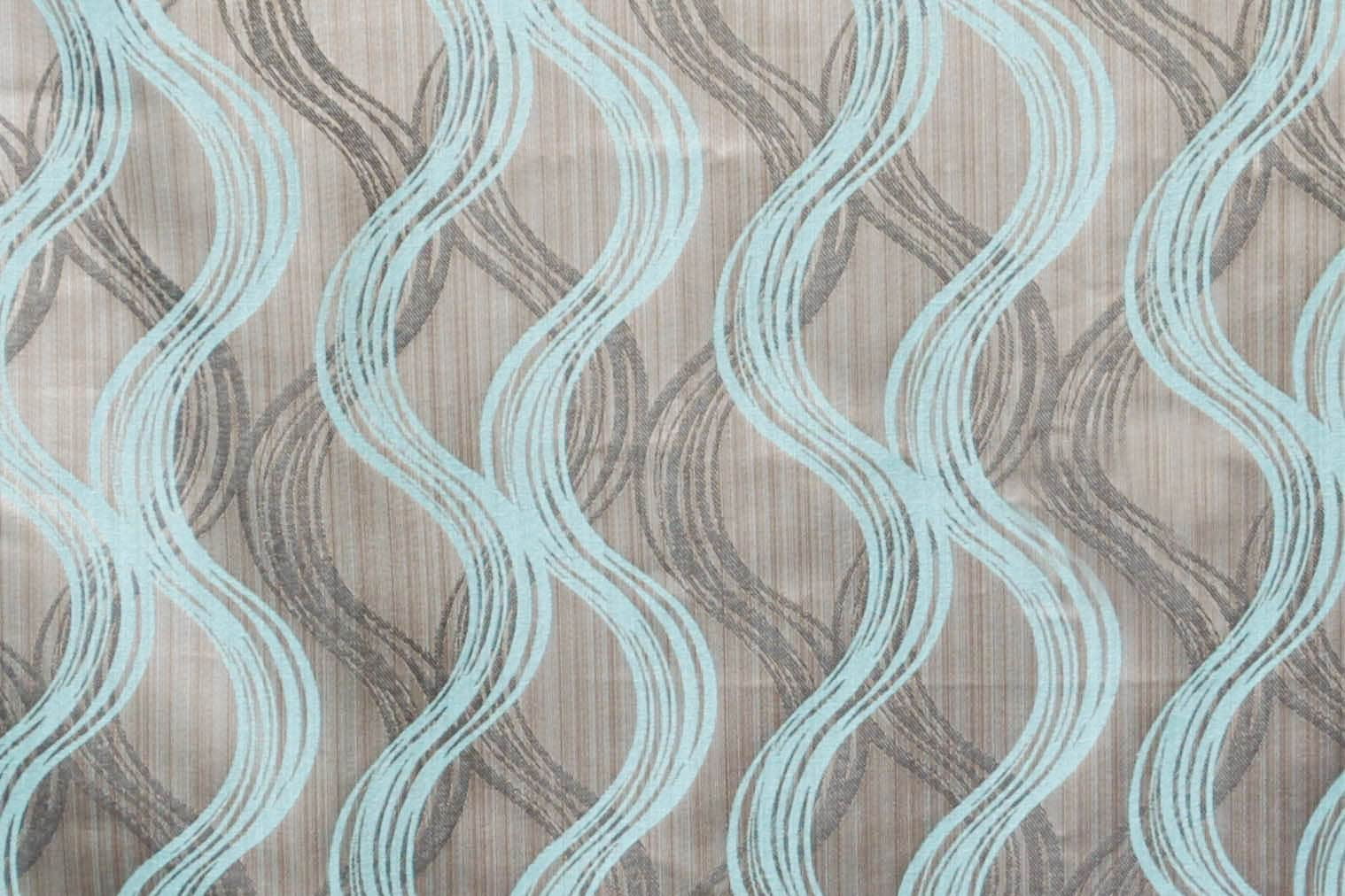 Fabric Mart Direct Aqua Cotton & Jacquard Weave Fabric By The Yard, 48 inches or 122 cm width, 19 Continuous Yards Blue Jacquard Fabric, Stripes, Upholstery Drapery Curtain Wholesale Fabric