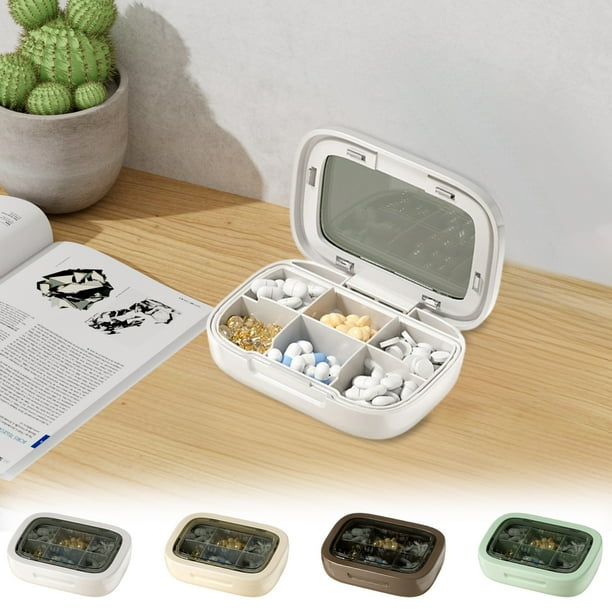 Caja Organizadora Portátil | Mini Caja de Viaje para El Hogar | Plástico Beige 10X7X2.5Cm | Ligera y Sellada | Prolonga La Vida Útil de Medicamentos | 1 Caja