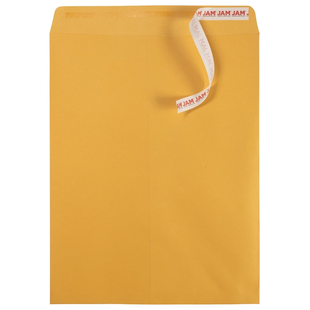 JAM Paper Peel & Seal Catalog Envelopes, 12 x 15 1/2, Brown Kraft, 50 per Pack