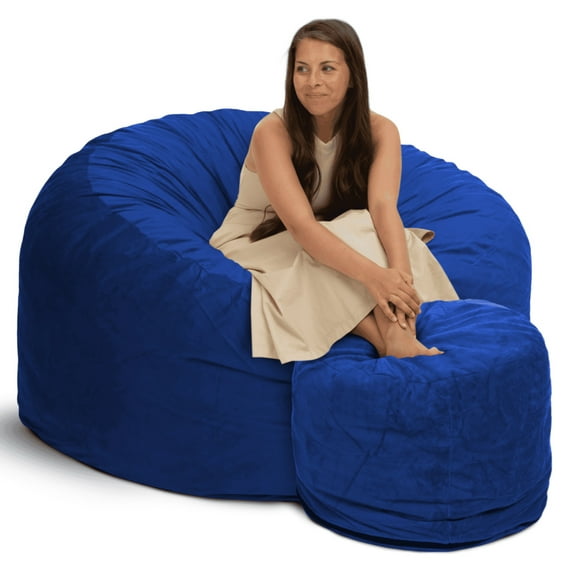 Ultimate Sack Bean Bag Chair w/Foot Stool in Multiple Sizes and Colors: Giant Foam-Filled Furniture - Machine Washable Covers, Double Stitched Seams, Durable Inner Liner.