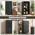 thumbnail image 3 of Demi Bonn 62" Wicker Wardrobe with 2 Doors, PE Rattan Closet with Hanging Rod, Freestanding Storage Cabinet, Black, 3 of 10
