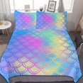 thumbnail image 1 of HAHDAXIA Mermaid Print Bedding Solid Comforter Set for All Seasons,3 Pieces(1 Comforter+2 Pillowcases),Soft Microfiber Bedding Set Twin(86"x70"), 1 of 7