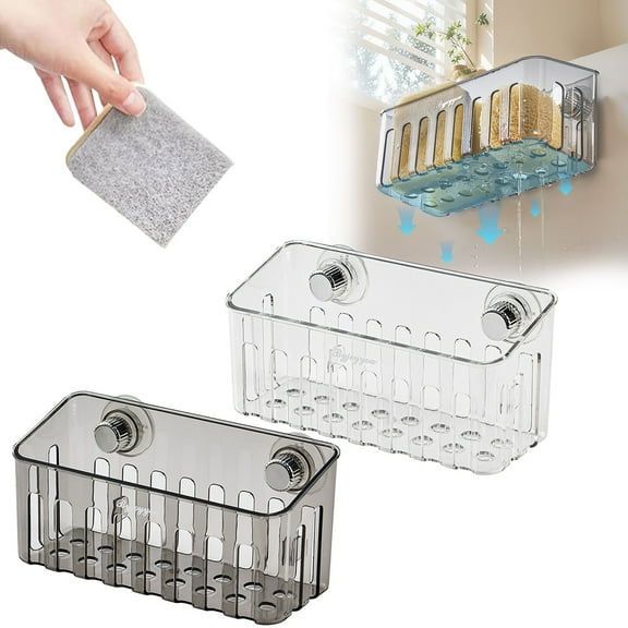 Aminojy Sink Caddy for Kitchen Sink, Bpa-Free Plastic Sponge Holder for Kitchen, Sponge Holder, Sink Organizer Sponge Holder for Kitchen Sinks and Bathroom Organization Clearance