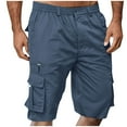 thumbnail image 2 of Ramiter Men'S Cargo Shorts Mens Twill Casual Cotton Cargo Shorts Drawstring Elastic Waist Pockets Classic Work Shorts for Men Navy,2XL, 2 of 6