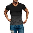 thumbnail image 2 of hanxiulin mens spring summer casual sports comfortable soft gradient solid color slim short sleeve v neck t shirt, 2 of 4