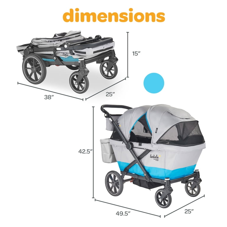 Larktale Caravan Coupe V2 Stroller, Reclining 2-Seat Wagon, Gray