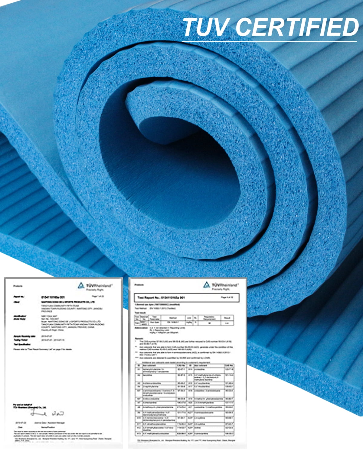 YR XL Yoga Mat 78"x35" Wide NBR Exercise Workout Mats for Home Gym Floor Fitness Pad, 10mm Thick Blue