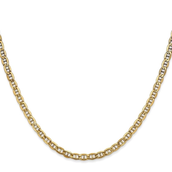 Diamond2Deal 14K Yellow Gold 3.2mm Semi-Solid Anchor Chain Necklace for Men 24"