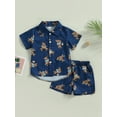 thumbnail image 2 of Wassery Baby Boys Summer Outfits Bear Print Short Sleeve Shirt Lapel Neck Tops and Elastic Shorts 2Pcs Toddler Casual Clothes Set 6M-4T, 2 of 9