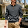 thumbnail image 1 of Ceisia Men's Casual Striped Half Button Round Neck Pullover with Pocket Daily Fashion Top Gift, 1 of 9