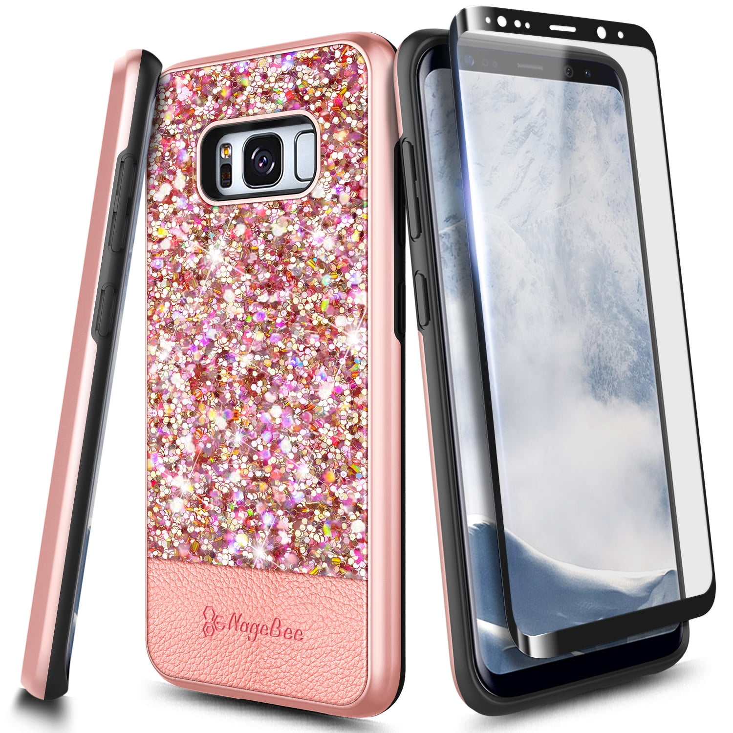 aften telegram afstemning For Samsung Galaxy S8 Plus Case With Tempered Glass Screen Protector (Full  Coverage), Glitter Sparkle Bling Leather Protective Shockproof, Cute Phone Case  Cover for Women Girls (Rose Gold) - Walmart.com