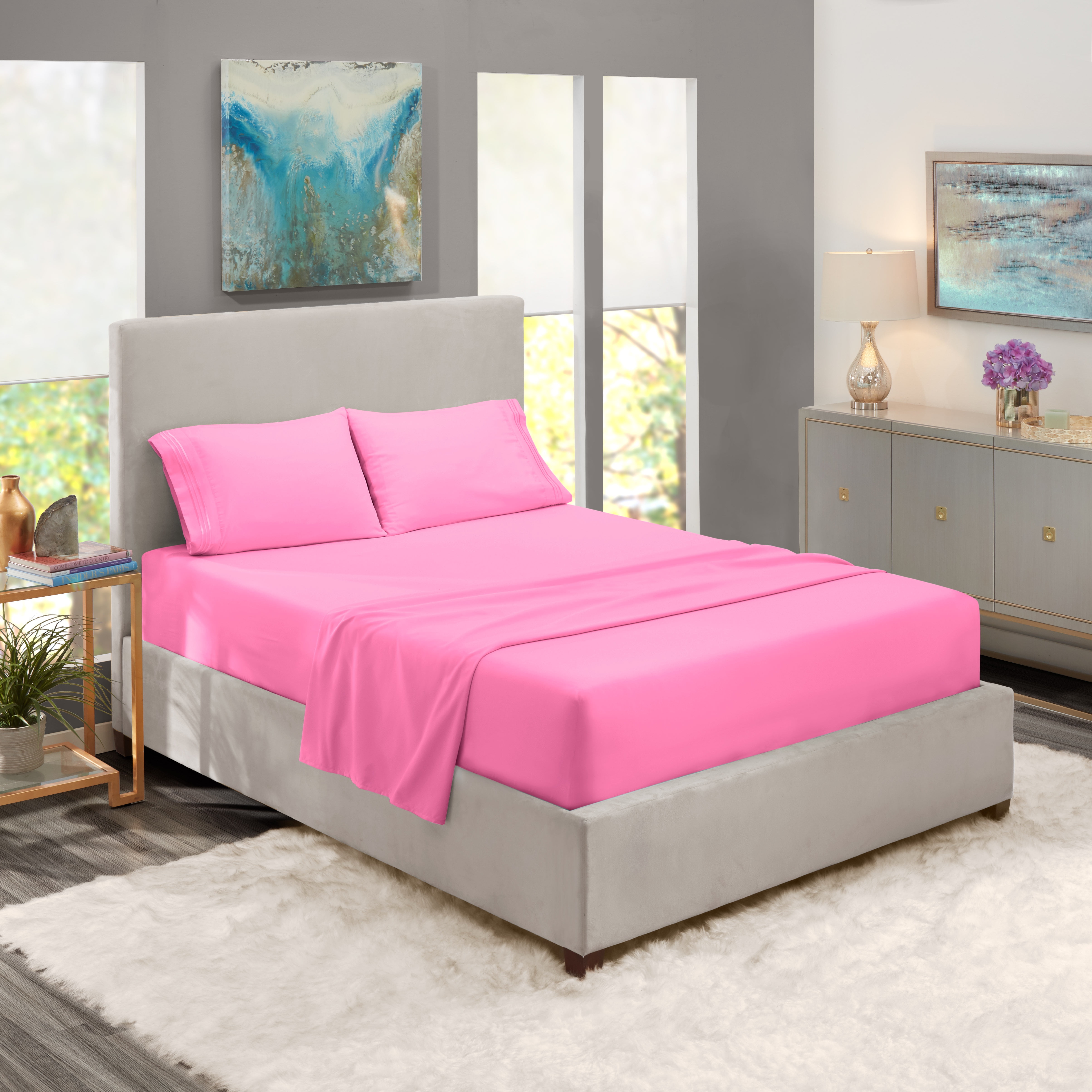 Split King Size Bed Sheets Set Light, Pink King Size Bed Sheets