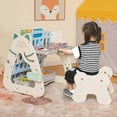 thumbnail image 2 of Costway 3-In-1 Kids Art Easel with Stool Magnetic Dry-Erase Board with Book Rack Blue, 2 of 10