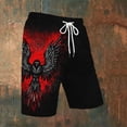 thumbnail image 2 of XIAONU Mens Norse Raven Print Casual Shorts Loose Fit Mid Length Drawstring Waist Short Lightweight Shorts, 2 of 3