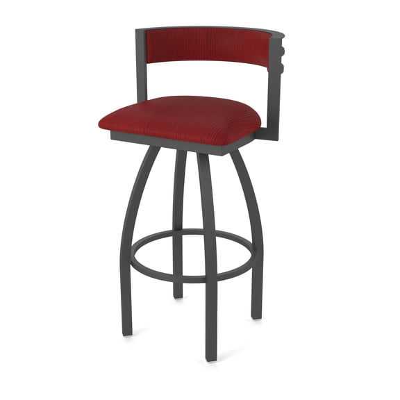 861 Artemis 30" Swivel Bar Stool with Pewter Finish and Graph Ruby Seat and Back