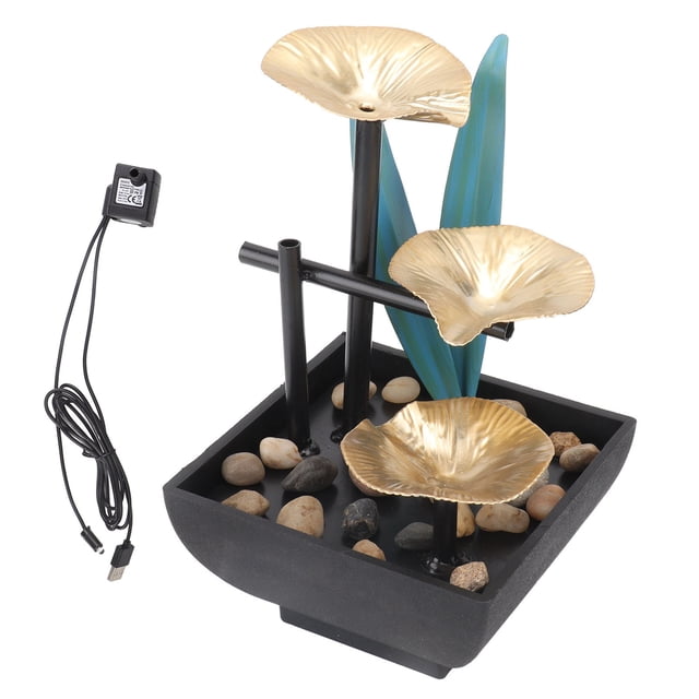 Fuente de agua de sobremesa de 5 V, adorno USB, cascada, con bomba y accesorios de piedra para el hogar y la oficina.