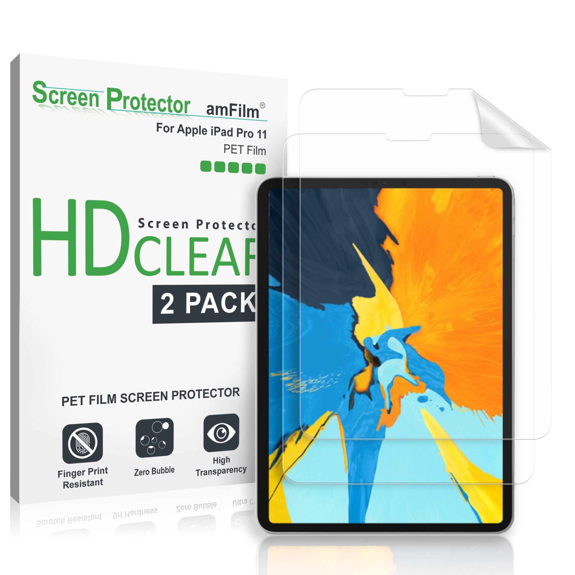 amFilm iPad Pro 11 Inch (2018) Screen Protector, Highly Responsive (HD