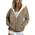 thumbnail image 2 of Fleece Lined Zip Up Hoodies for Women 2025 Fall Winter Long Sleeve Plain Basic Hooded Sweatshirt with Pockets Jacket Coat, 2 of 7