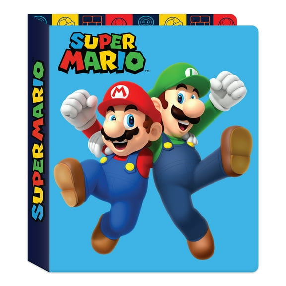 Super Mario Bros. 3-Ring Vinyl Binder, 1-inch O-Rings, 9.75 inch Wide by 11.5 inch High
