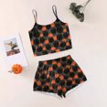thumbnail image 2 of Cdudpw Cute Pajamas for Women Halloween Print Top and Shorts Pj Set Two Piece Pajama Set Sleepwear Sleep Outfits(T144-Dark Gray), 2 of 6