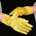 thumbnail image 2 of Yesbay 1 Pair Retro Satin Bride Gloves Faux Pearls Decor Pleated Cuffs Solid Color Vintage Wedding Gloves, 2 of 6