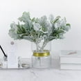 thumbnail image 3 of 10 Pcs Artificial Flocked Lambs Ear Leaves Dusty Stems Flocked Oak Leaves Lamb's Ear Leaf for Home Wedding,10 x artificial greenery,green, 3 of 4